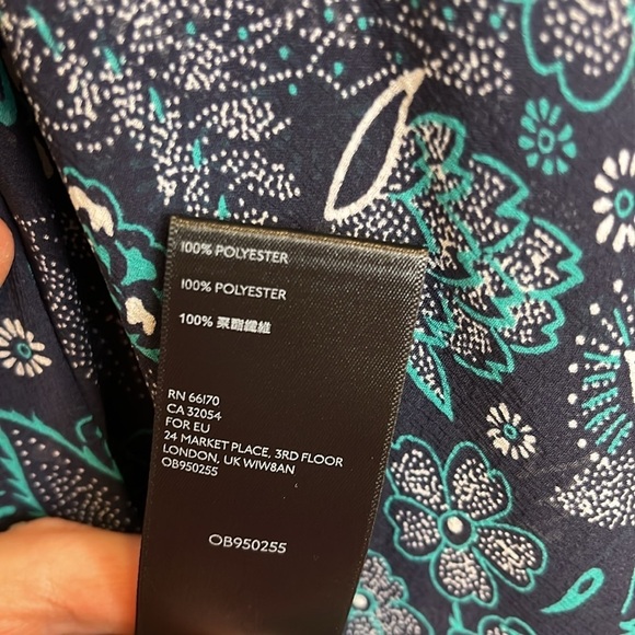Anthropologie Flowy Teal and Navy Floral Patterned Haida Peasant Blouse NWOT - Picture 7 of 9